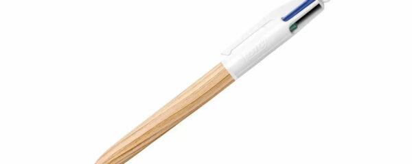 stylo 4 couleurs en bois